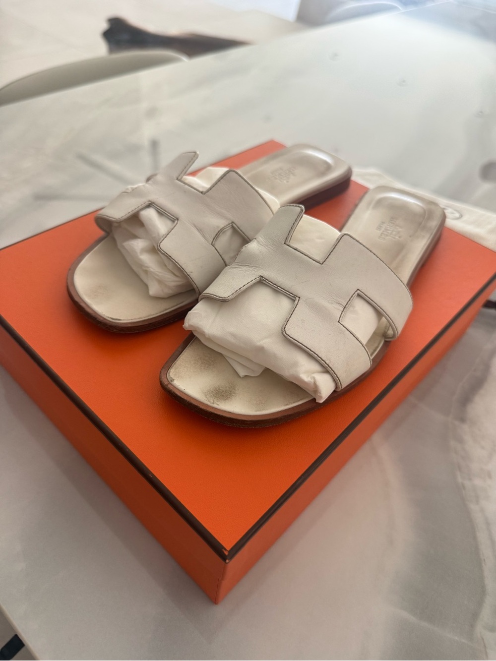 White Oran Leather Slide Sandals - Women - Picture 3 of 14